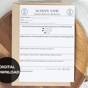 Formulario de reflexión sobre el comportamiento del estudiante