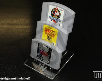 Acrylic Display Stand for 3 Nintendo 64 Game Cartridges
