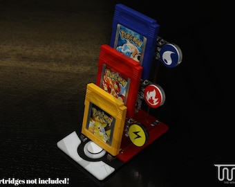 Acrylic Display Stand for 3 Nintendo Game Boy Cartridges Pokémon themed