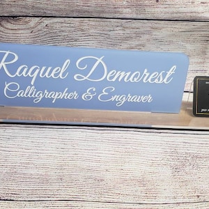 Desk Name Plate with Business Card Holder