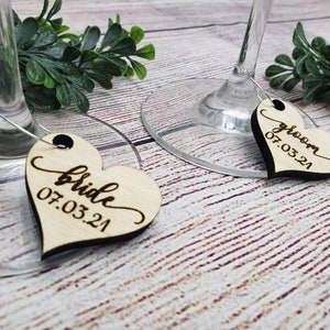 Wedding Wine Glass Charms for Bride and Groom