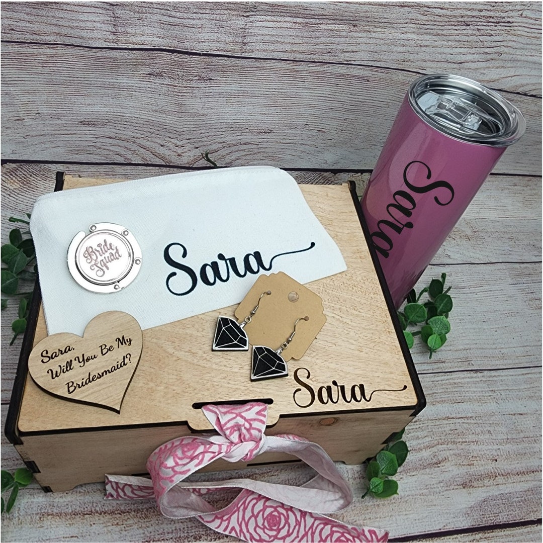 Personalized Wood Bridesmaid Proposal Box | Custom Maid of Honor Box ...