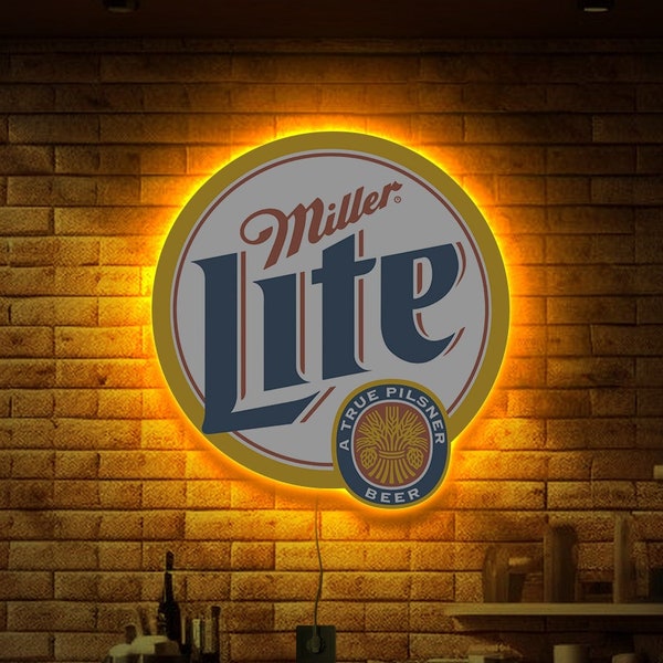 Miller lite neon sign, Miller lite logo, Miller beer lighted sign, Beer led sign, Bar neon sign, Pub neon sign, Miller lite wall decor