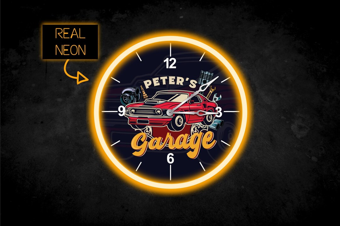 Garage Wall Clock, Wall Clock Personalized, Wall Clock Custom Name