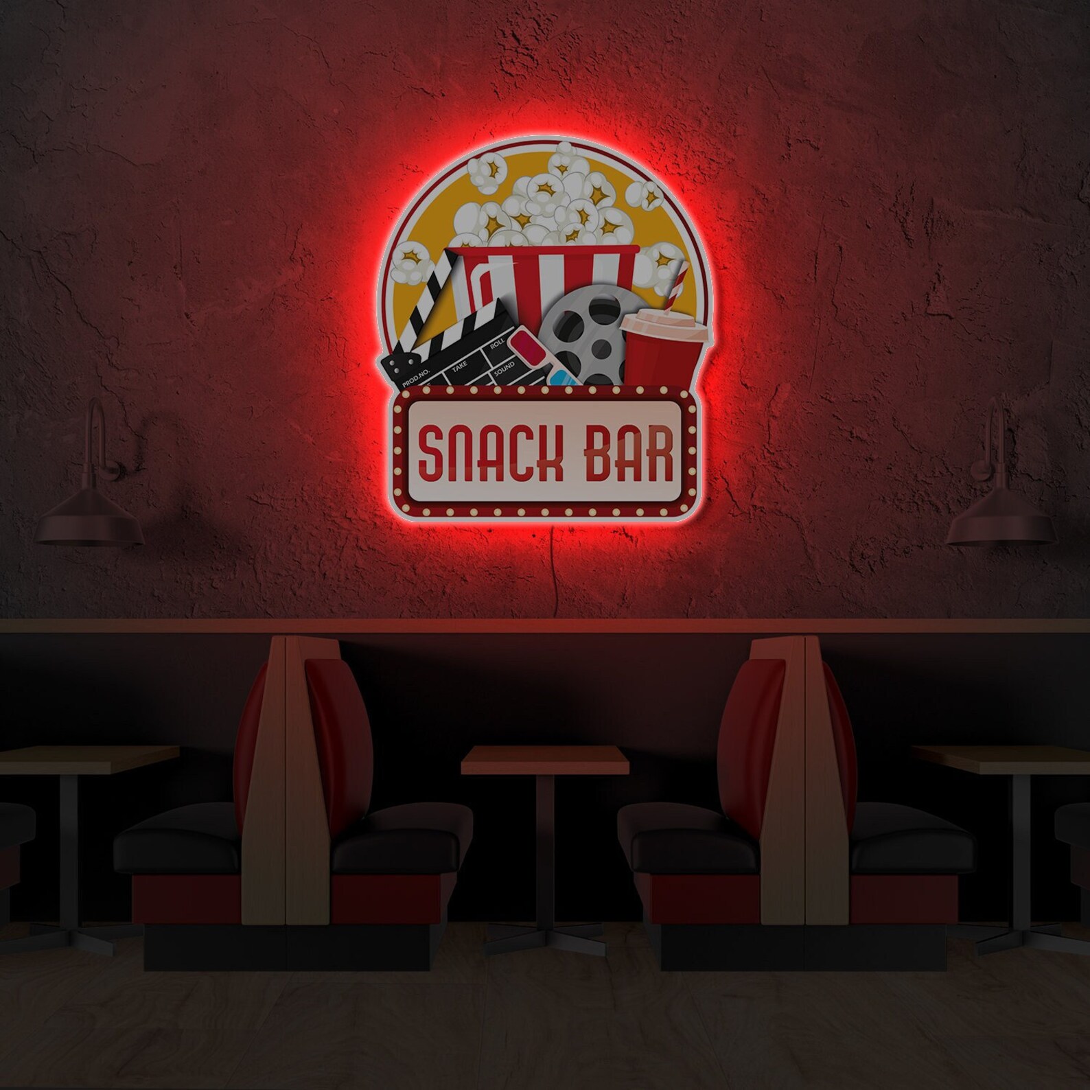 Snack Bar Neon Sign, Cinema Led Sign, Movie Room Sign,popcorn Neon Sign,home Theater Neon Sign