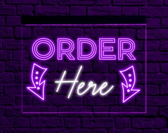 Order here hanging sign, Order here neon sign, Order here led sign, Order here light sign, Neon sign for business, Led sign business