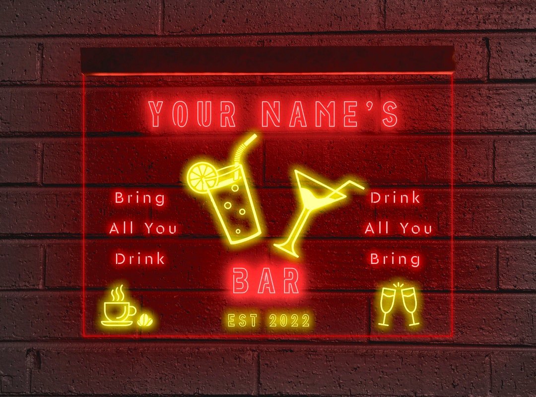 Personalized Bar Neon Sign Bar Light up Sign Bar Led Sign Etsy