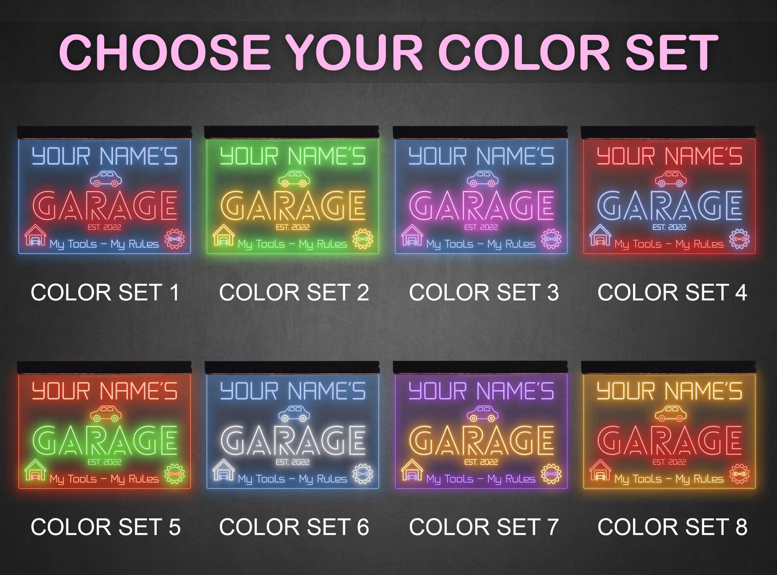 Personalized Garage Neon Sign Garage Sign Personalize Garage Etsy