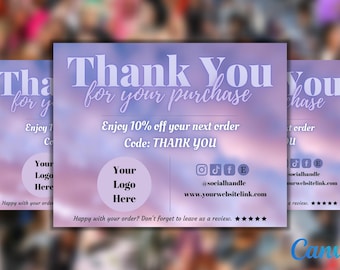PRINTABLE Thank You Cards Template Instant Download Small Business ...