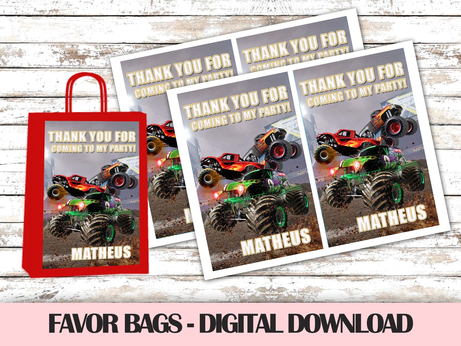 Monster JAM Favor Bags Monster Truck Gift Bag DIGITAL Etsy
