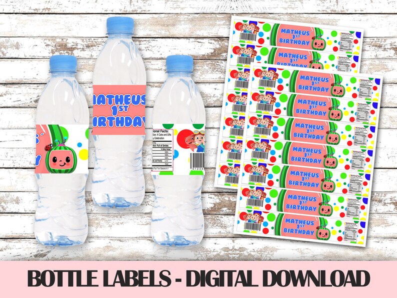 cocomelon bottle label printable cocomelon water labels etsy