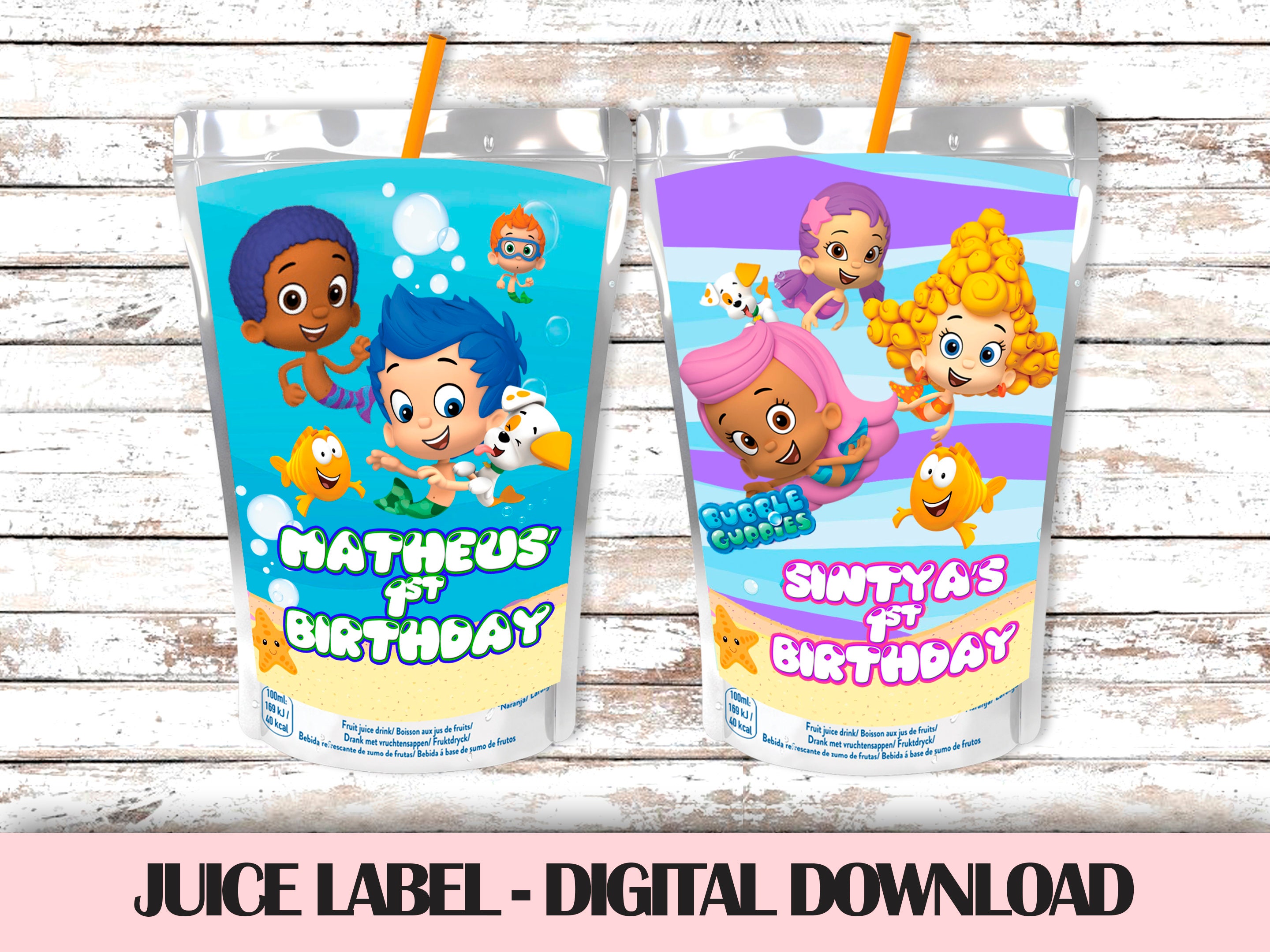 Bubble Guppies Juice Bag Labels Bubble Guppies Birthday Etsy UK