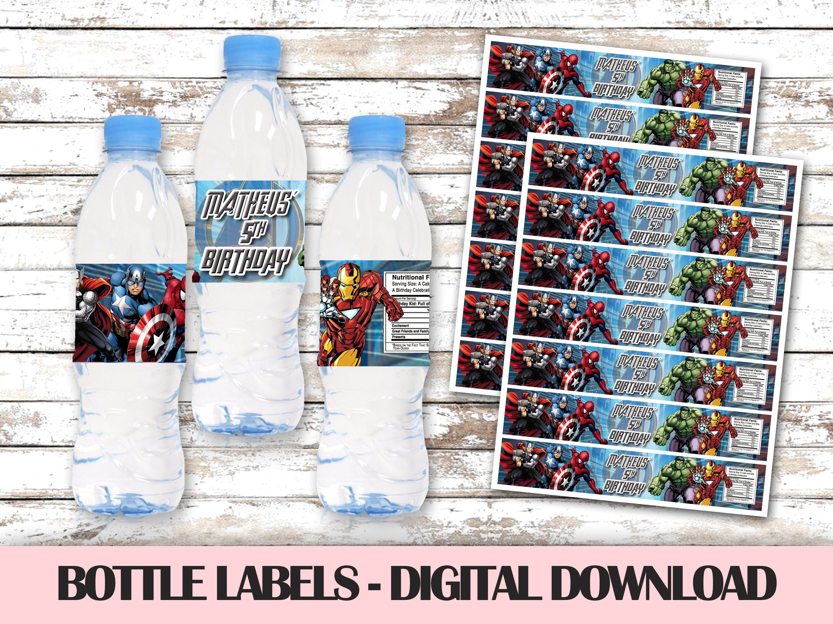 Avengers water bottle labels free