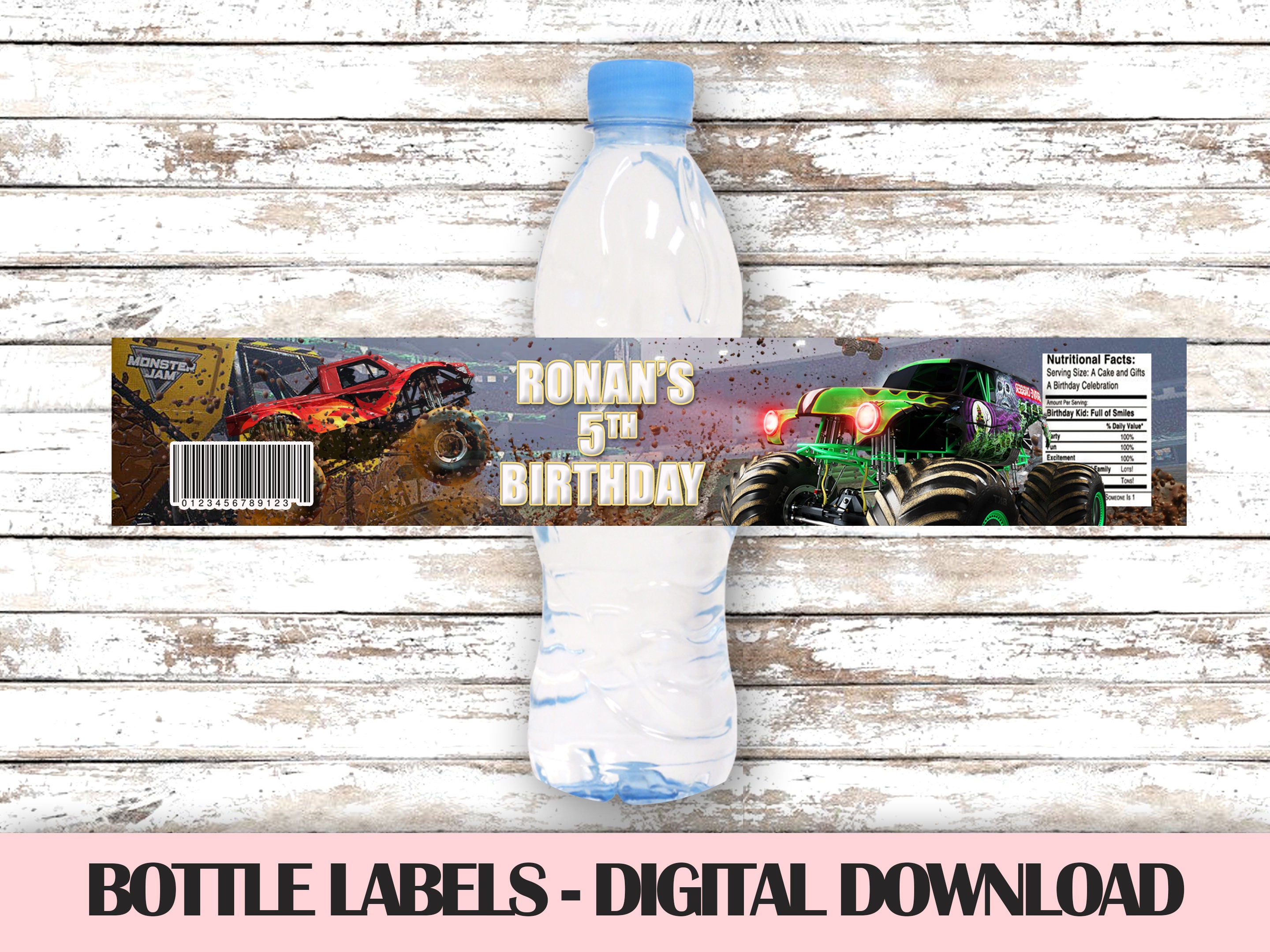 Monster Jam Bottle Label Printable Monster Truck Water | Etsy