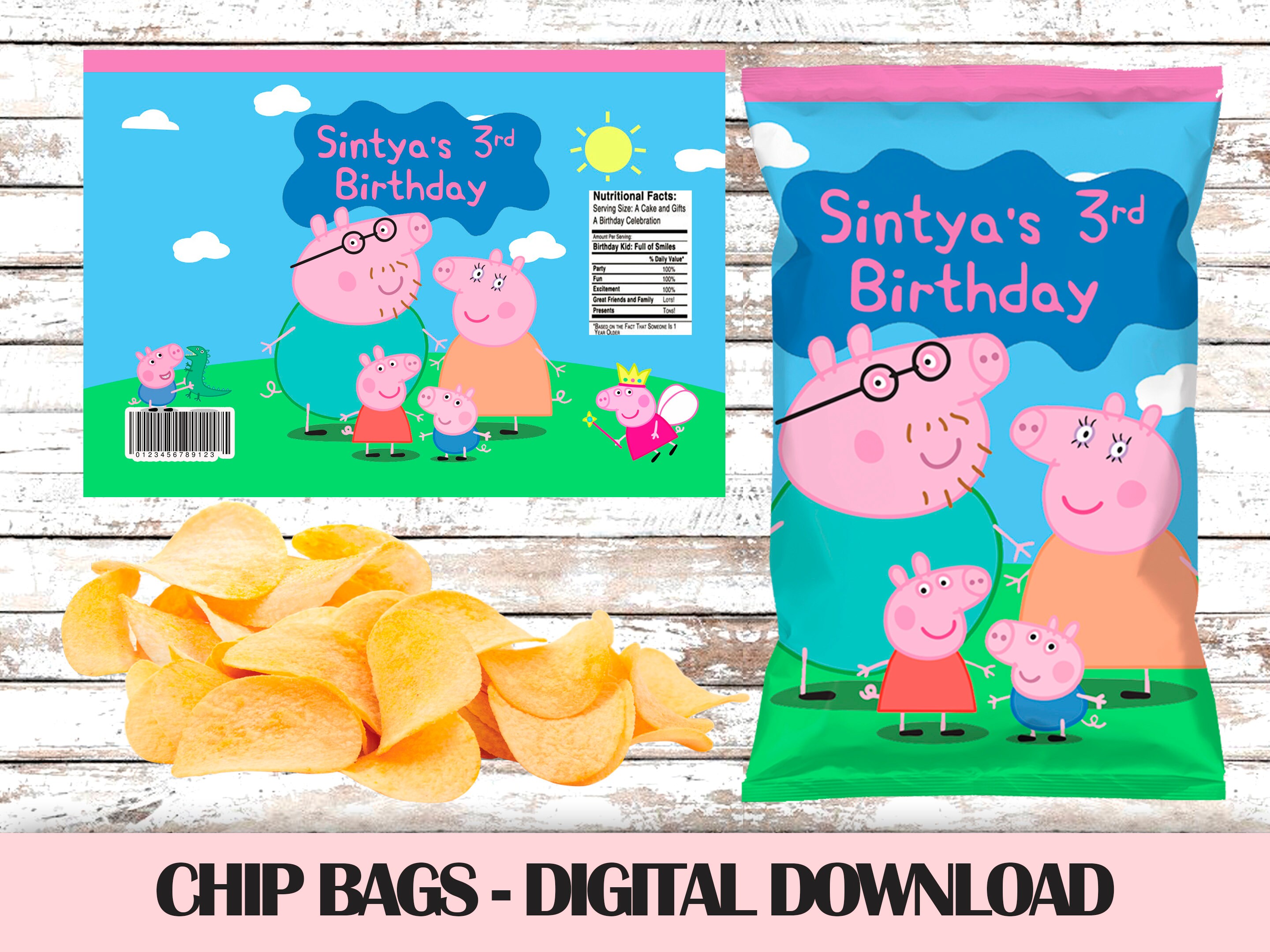 Peppa Pig Chip Bag Printable Chip Bag Princess and the Frog Etsy