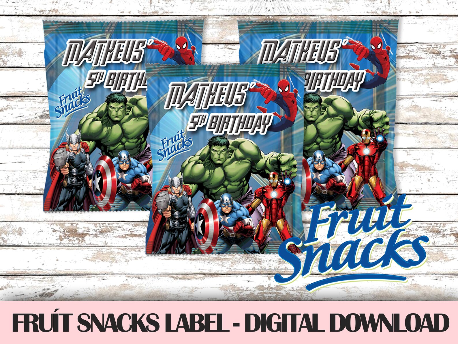 AVENGERS Fruit Snacks Label Avengers DIGITAL DOWNLOAD Etsy