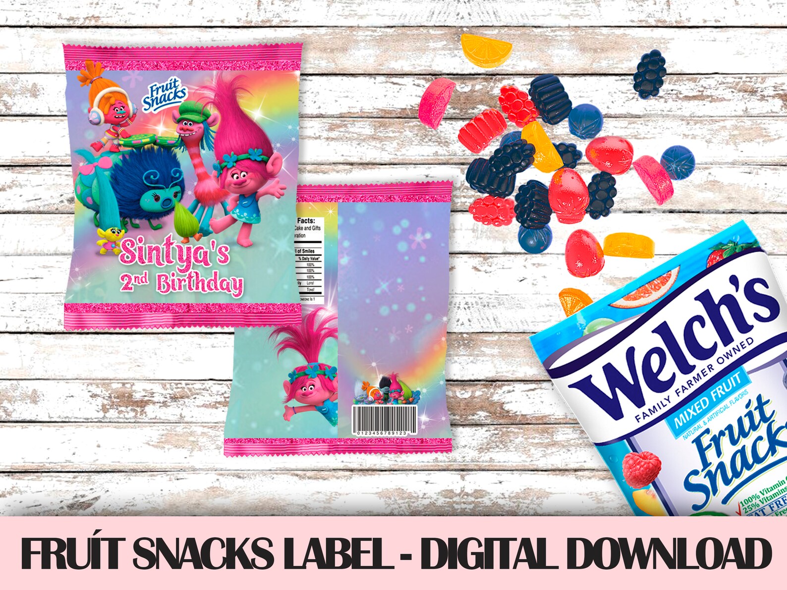 Trolls Fruit Snacks Label Trolls DIGITAL DOWNLOAD Etsy