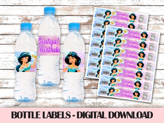 jasmine water bottle label printable princess jasmine water etsy