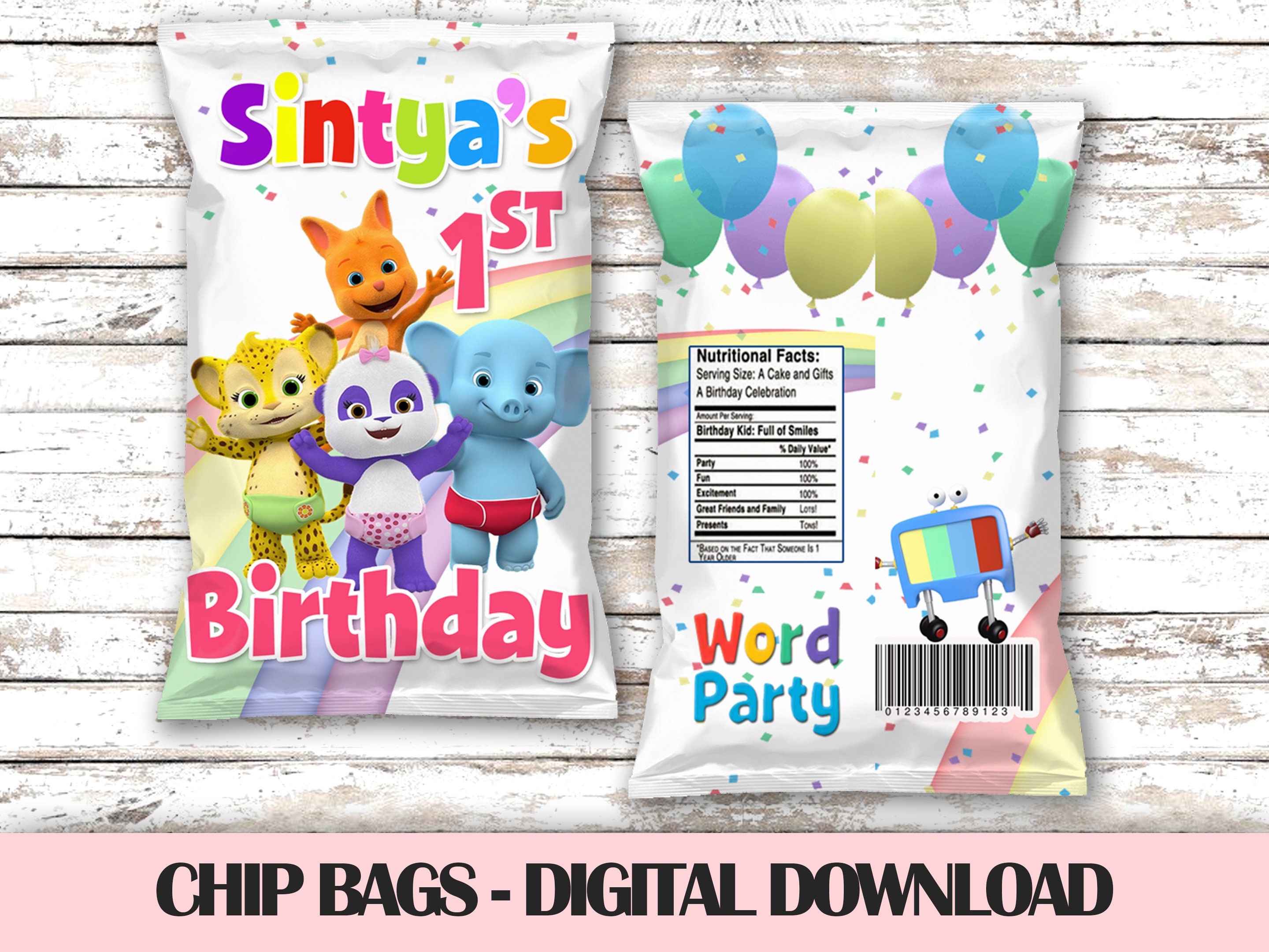 Word Party Label for Chips Bags Word Party Digital File - Etsy