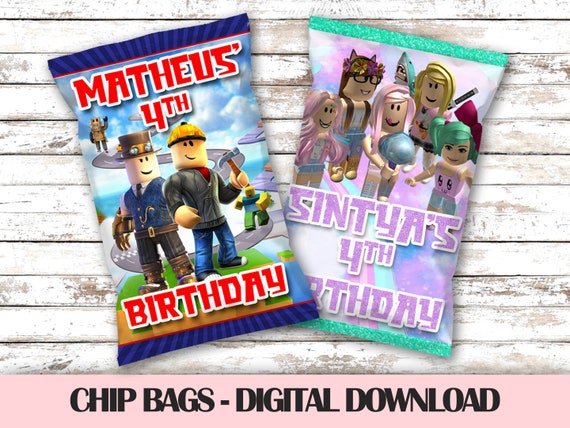 Roblox Boy And Girl Birthday Label For Potato Chip Bags Etsy - roblox boy
