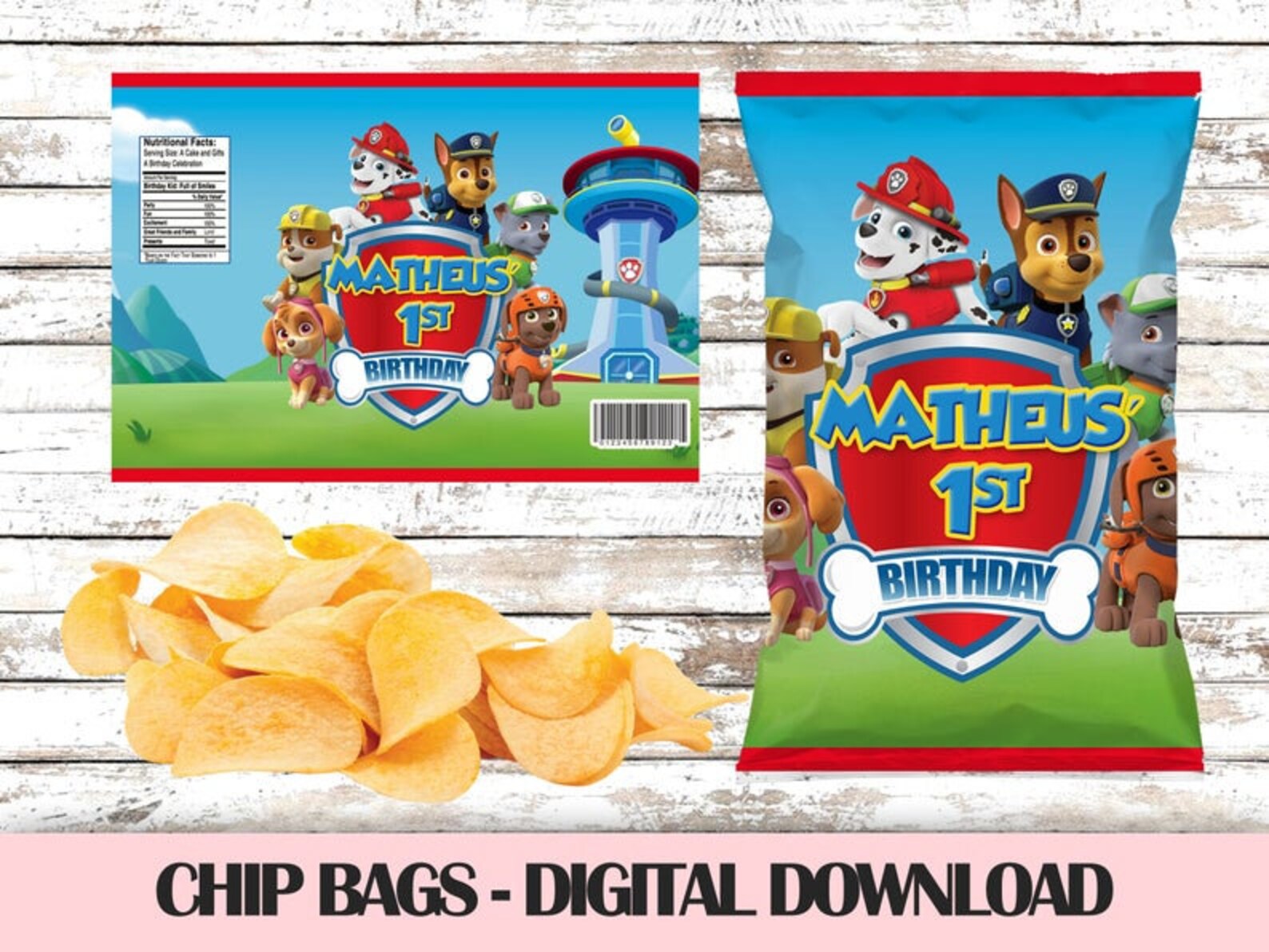 Paw Patrol Pack Potato Chip Bags Juice Label Gift Bags - Etsy