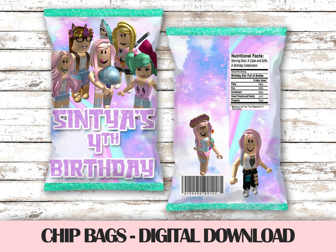 Roblox girl pack potato chip bags juice label gift bags Etsy