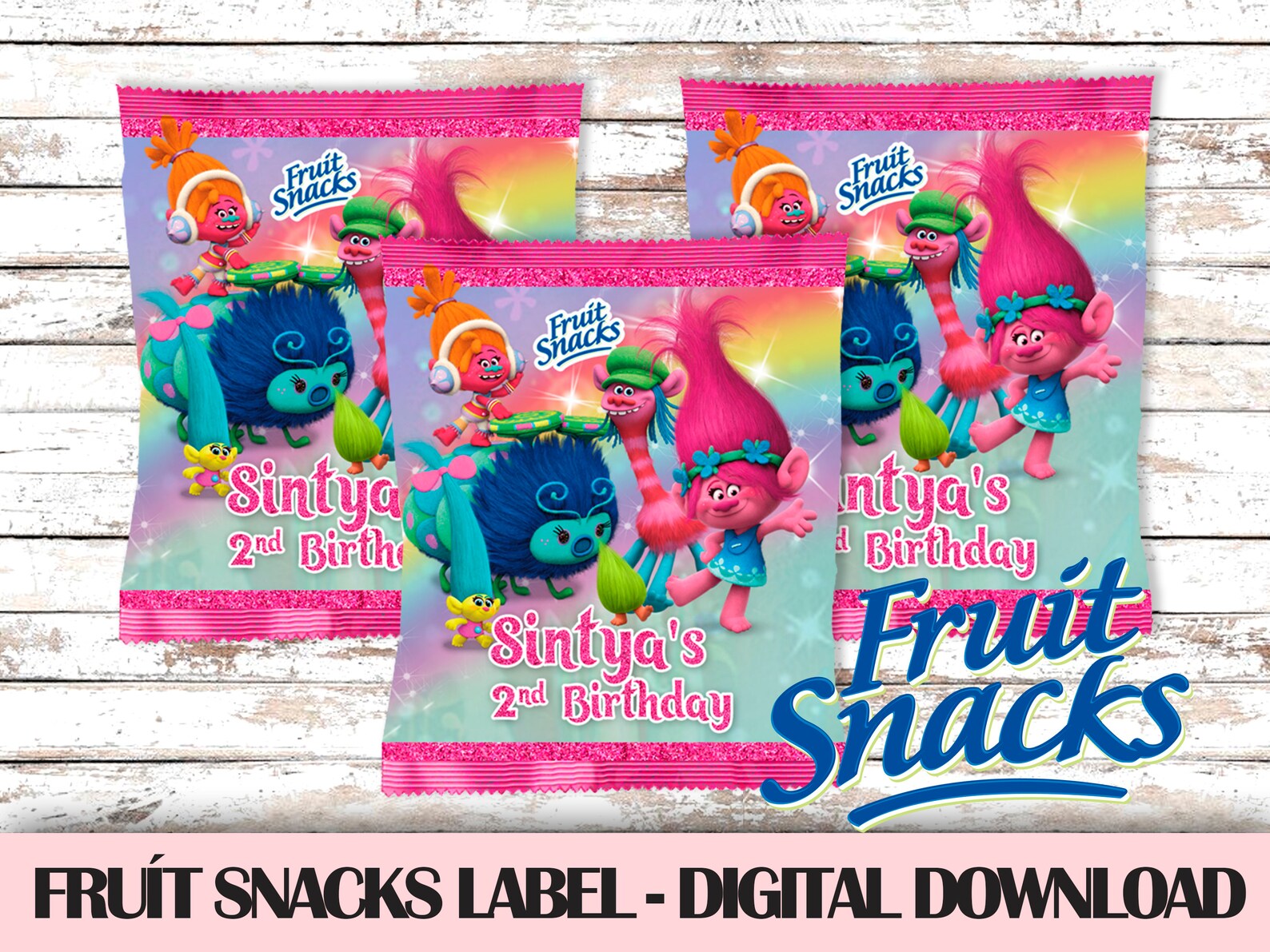 Trolls Fruit Snacks Label Trolls DIGITAL DOWNLOAD Etsy