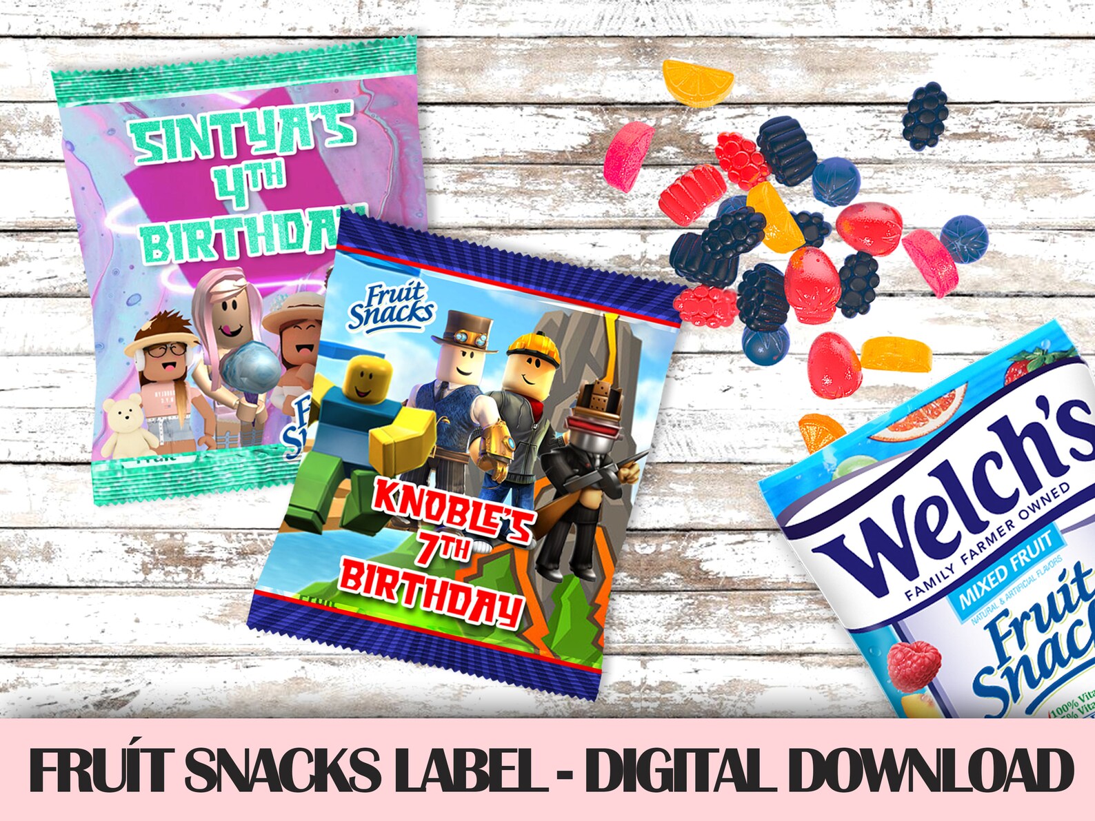 ROBLOX Fruit Snacks Label Roblox girl DIGITAL DOWNLOAD Etsy