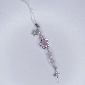 Pink Sparkle Beaded Phone Charm – Silver, Clear & Pink Accessory