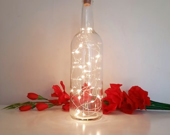 LED Light Up Rustic Decorative Wine Bottle Centrepiece