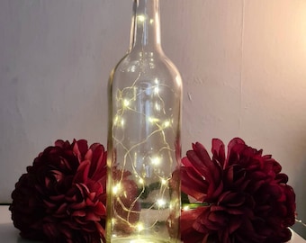 Rustiek decoratief middelpunt wijnfles met USB-ledverlichting