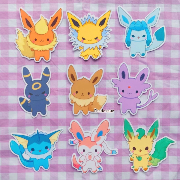 Eevee & Eeveelutions Glossy Vinyl Stickers, Planner, Diary, Scrapbooking