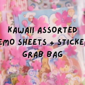 Adesivos variados Kawaii + sacolinha para folhas de memorando!