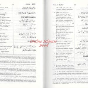 May include: Open book with Arabic text and English translation. The pages display verses from Surah An-Nisa, with annotations and the title "Surah 4: Al Nisa". The book has a watermark that says "Online Islamic Book".