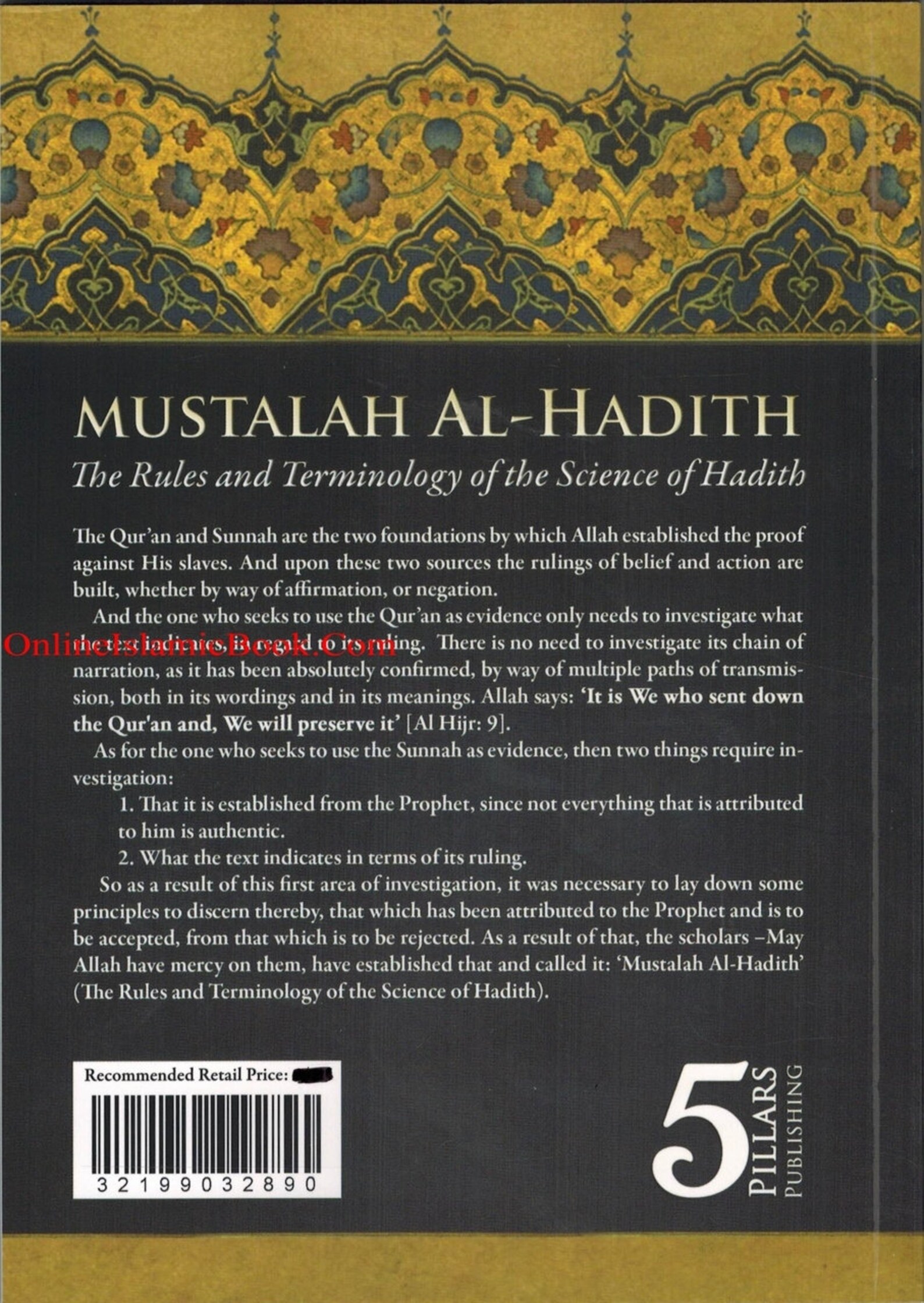 Mustalah Al-hadith the Rules and Terminology of the Science of Hadith ...