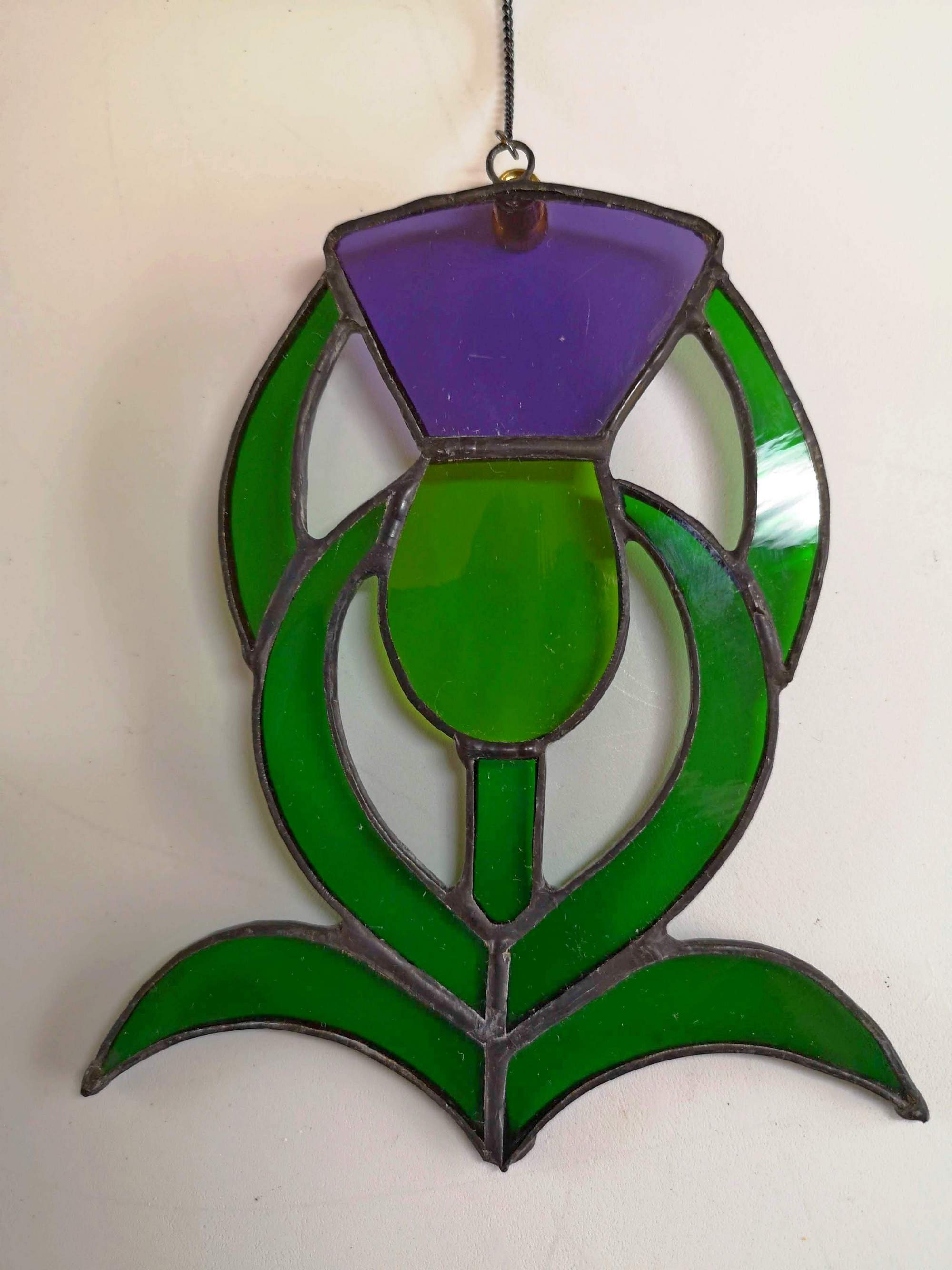 Stained Glass Scottish Thistle Suncatcher wall art Etsy