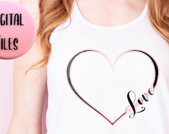 Love Heart SVG - Digital Download - Love SVG Crafting - Design for Shirt Decal - Clipart PNG Eps Dxf - Cricut, Silhouette