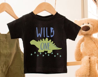 Dinosaur Birthday Wild One Shirt - Primera camisa de cumpleaños del bebé - Wild One Party - Traje de niño para el 1er cumpleaños - Camisa de fiesta de dinosaurios