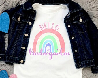 Rainbow Kindergarten Shirt - Boho First Day of Kindergarten Outfit for Girls - 1st Day Hello Kindergarten School TShirt
