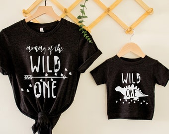 Camisa de cumpleaños de dinosaurio Wild One, Camisa de primer cumpleaños de mamá de Wild One, Papá de Wild One, Camisas a juego de primer cumpleaños de la familia