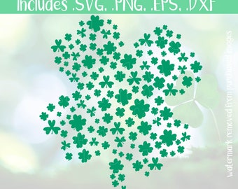 St Patrick's Shamrock SVG - Patty's Day Descargar - PNG Dxf Eps - Clover Leaf Cut files Cricut and Silhouette Crafting - Shirt Decal Sticker