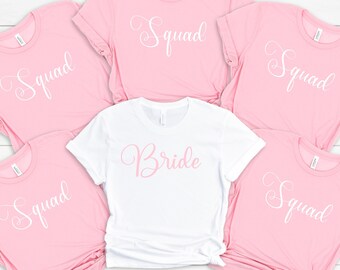 Bride and Bridesmaids Squad Shirts - Matching Bachelorette Shirts - Bridal Party Tees for Bride, Bridesmaids, Maid of Honor - Women's Shirt