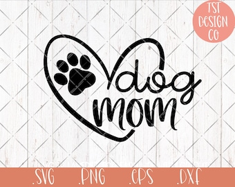 Perro mamá SVG Paw Print PNG - Perro Arte Digital Imprimible Clipart - Perro Padre Cortar Archivo para Cricut Silueta - Perro Mamá Camisa Coche Calcomanía DXF eps
