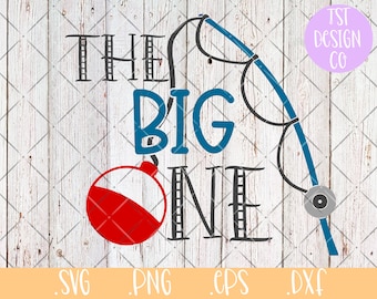 The Big One SVG Primer traje de cumpleaños - Tema de pesca 1er cumpleaños - O-fish-ally One Boy Primer cumpleaños - Camisa de niño bebé Polo de pescado PNG eps DXF