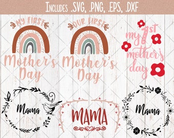 First Mothers Day SVG Bundle SVG - Mama svg png eps dxf - Mom svg- Mom to be svg - 1st Mothers Day SVG - Mom Shirt Decal - Mommy Cut Files