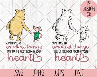 Pooh Bear SVG Winnie the Pooh PNG Quote Classic Pooh Clipart Digital Art Nursery Sometimes the Smallest Things Printable Cut File eps dxf