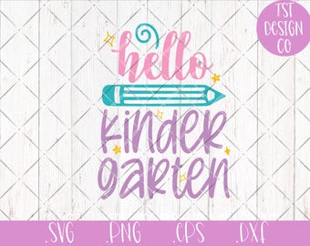 Hello Kindergarten SVG 1st Day of School PNG First Day of Kindergarten Clipart Cut File for Cricut Silhouette Girl School Shirt Print File