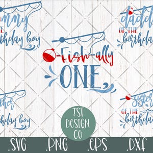O-Fish-Ally One SVG Passende Familie Erster Geburtstag Outfits Angeln Thema 1st Bday Ofishally One Boy Mami Daddy Schwester Bruder Cricut PNG