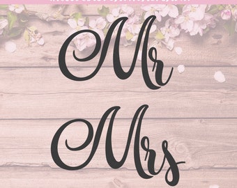 Mr and Mrs SVG - Wedding Bride Groom - Bachelorette Party Digital Download - Bride Shirt - Mrs Script - Pretty Bridal svg - PNG epf DXF