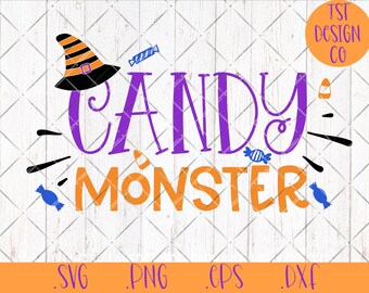 Bebé Halloween SVG Candy Monster PNG Imprimible Primer traje de Halloween Descargar 1er truco Tratar archivos cortados para Cricut Silhouette - png eps dxf